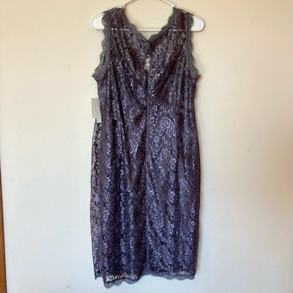 Simply Liliana Dark Silver Lace Cocktail Dress size 16 - Picture 2 of 7
